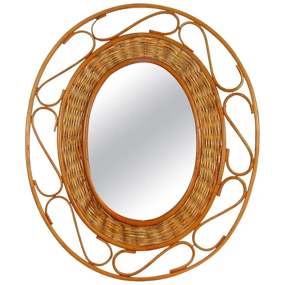 Vintage Oval Rattan Mirror MR334147